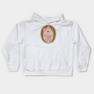 Cute Hedgehog wearing a Pink Bow Kids Hoodie